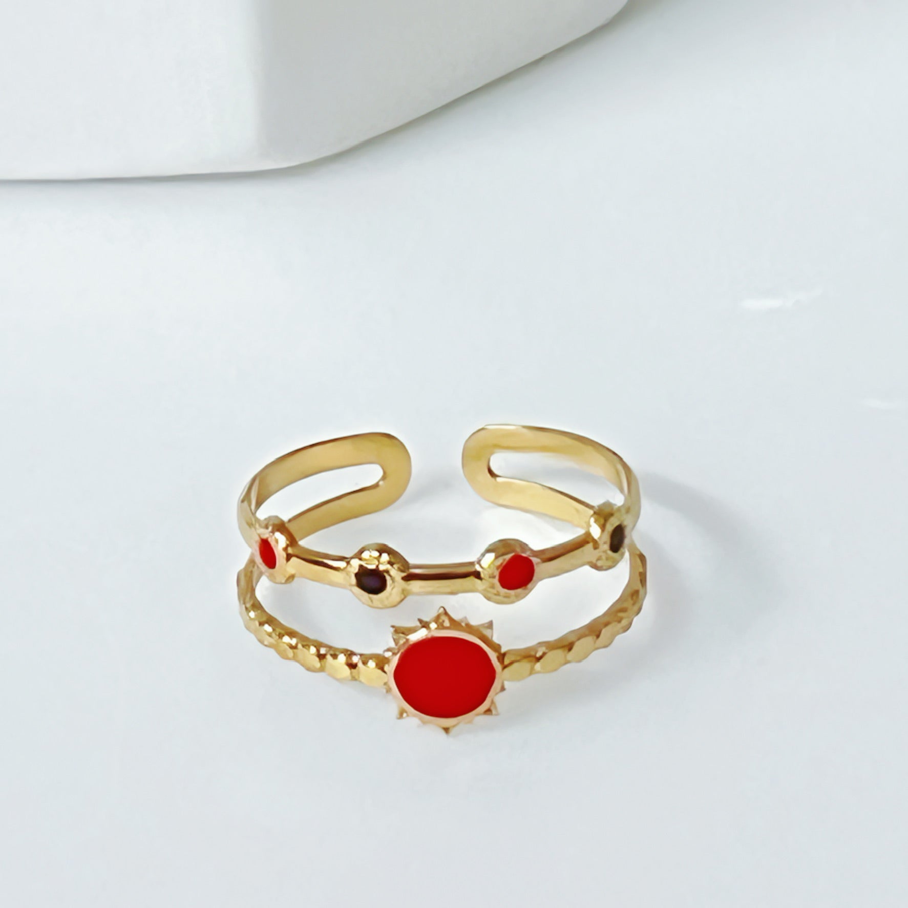 Vintage European Style Gold Multi-color Simple Layering Ring