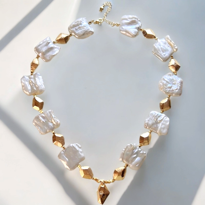 Vintage Baroque Pearl Gold Plated Necklace