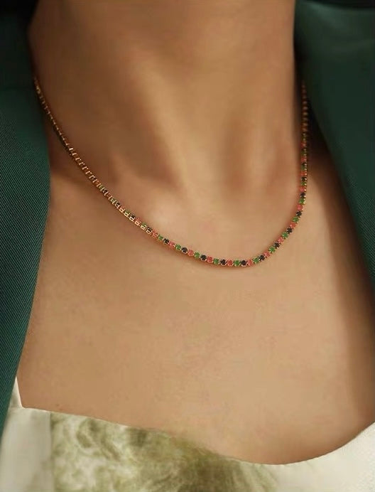 Cool Stylish Multi-color Double Chain Necklace