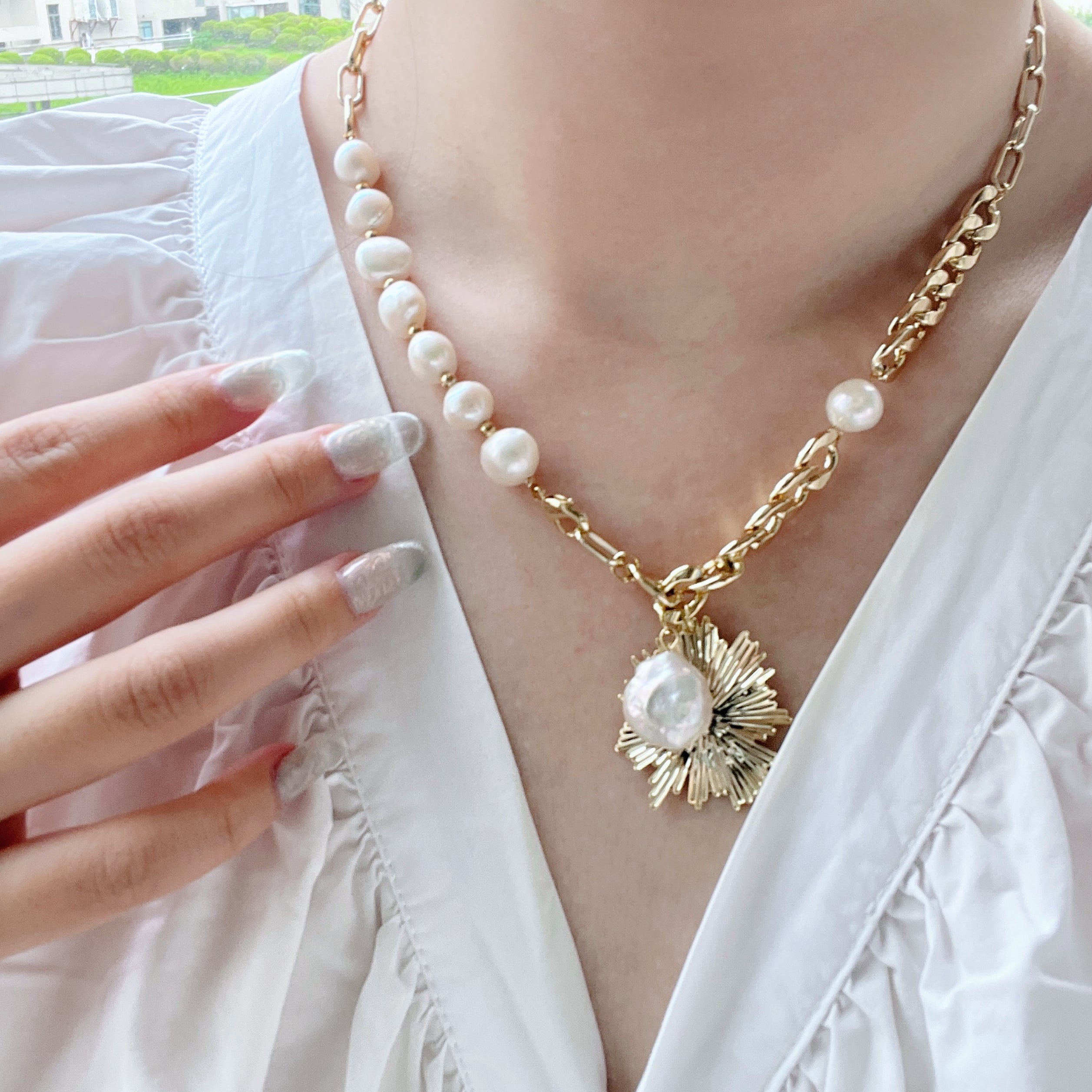 Freshwater Baroque Pearl Sunshine Chain Necklace