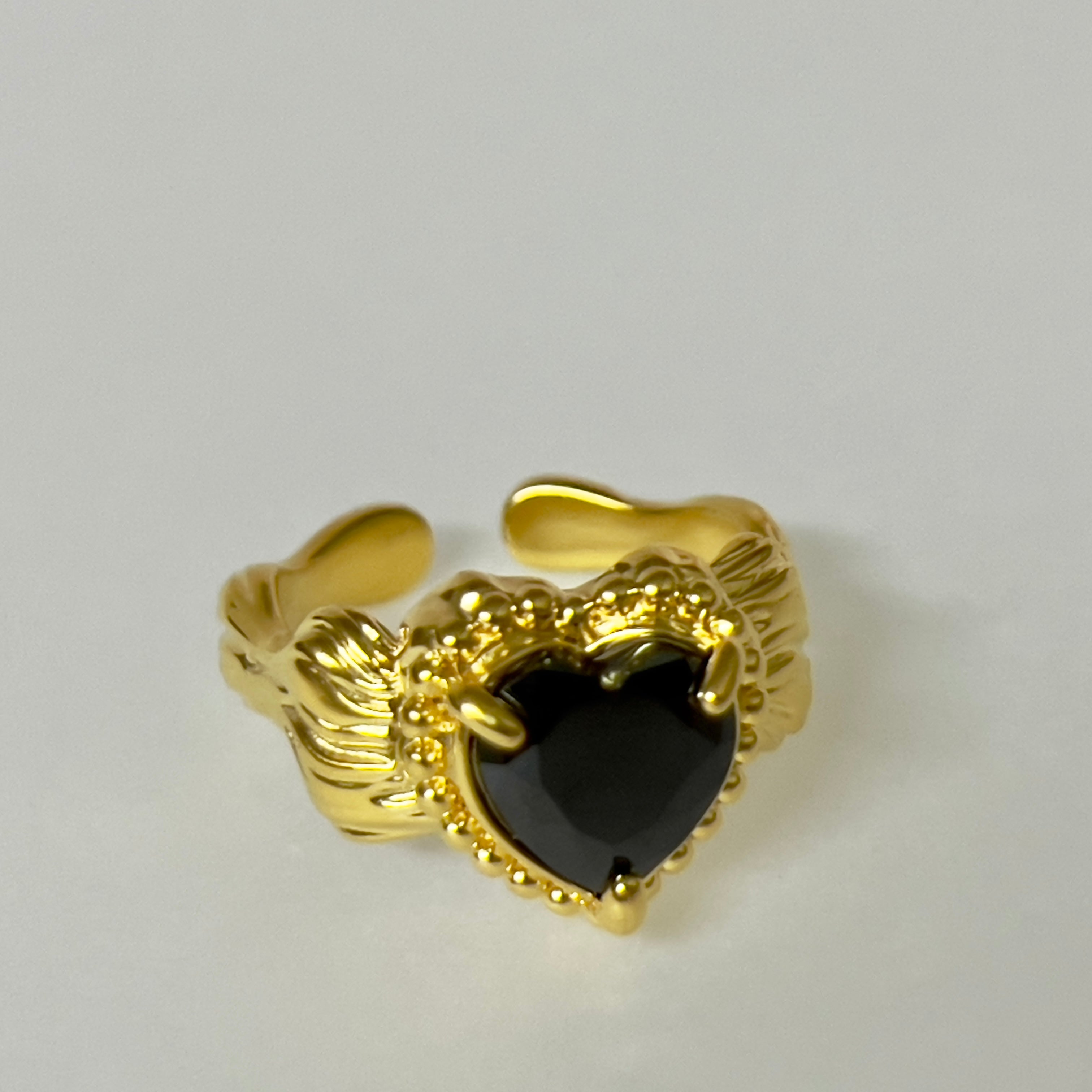 Vintage European Style Heart-shaped Gold Open Ring