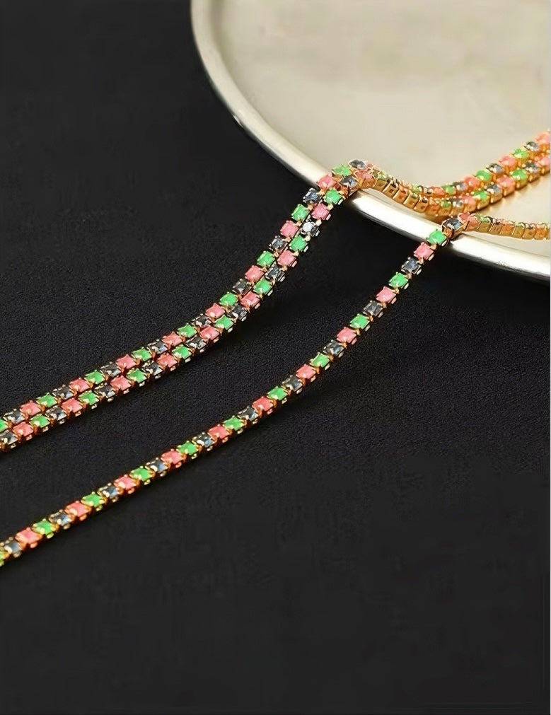 Cool Stylish Multi-color Double Chain Necklace