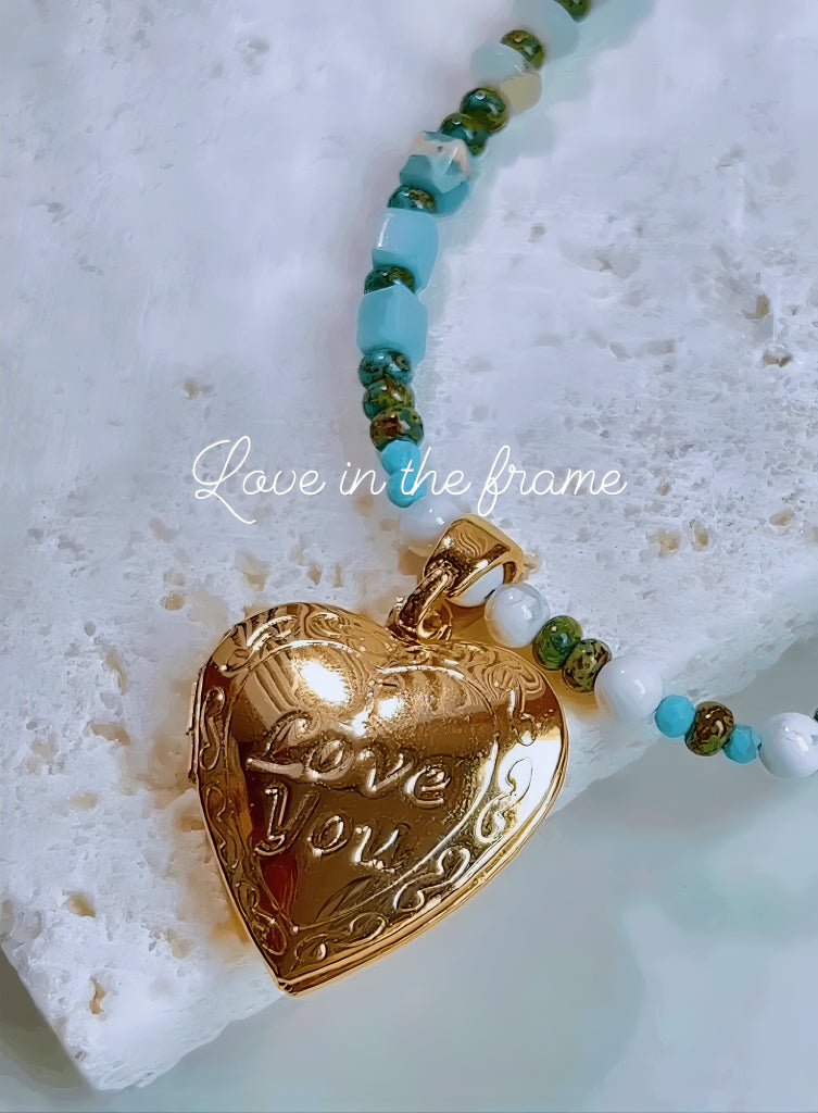 Chic Green Heart Open Pendant Bead Necklace