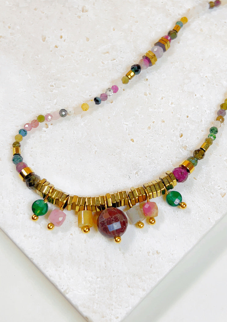 Bohemian Beads Simple Mixed Gold Necklace