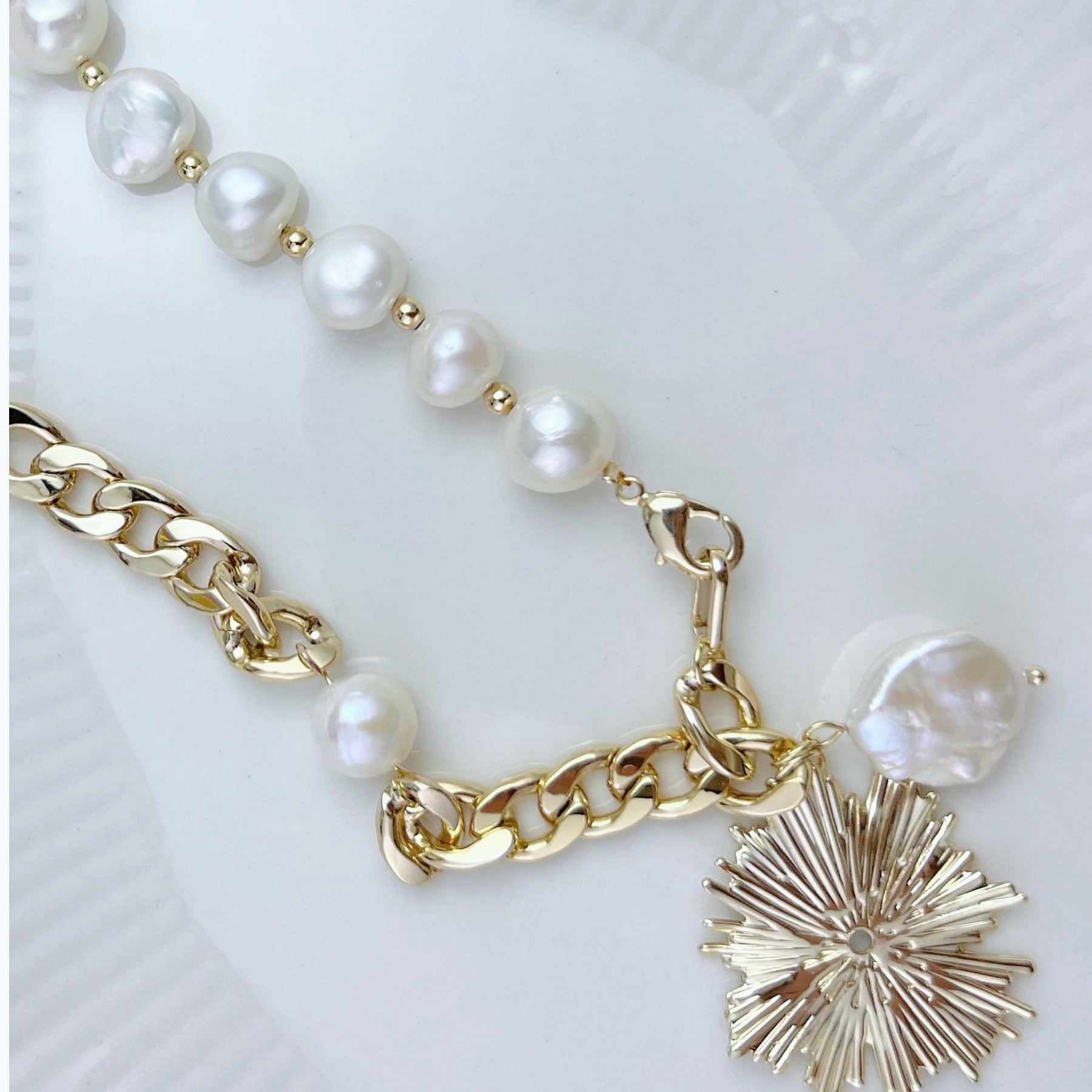 Freshwater Baroque Pearl Sunshine Chain Necklace