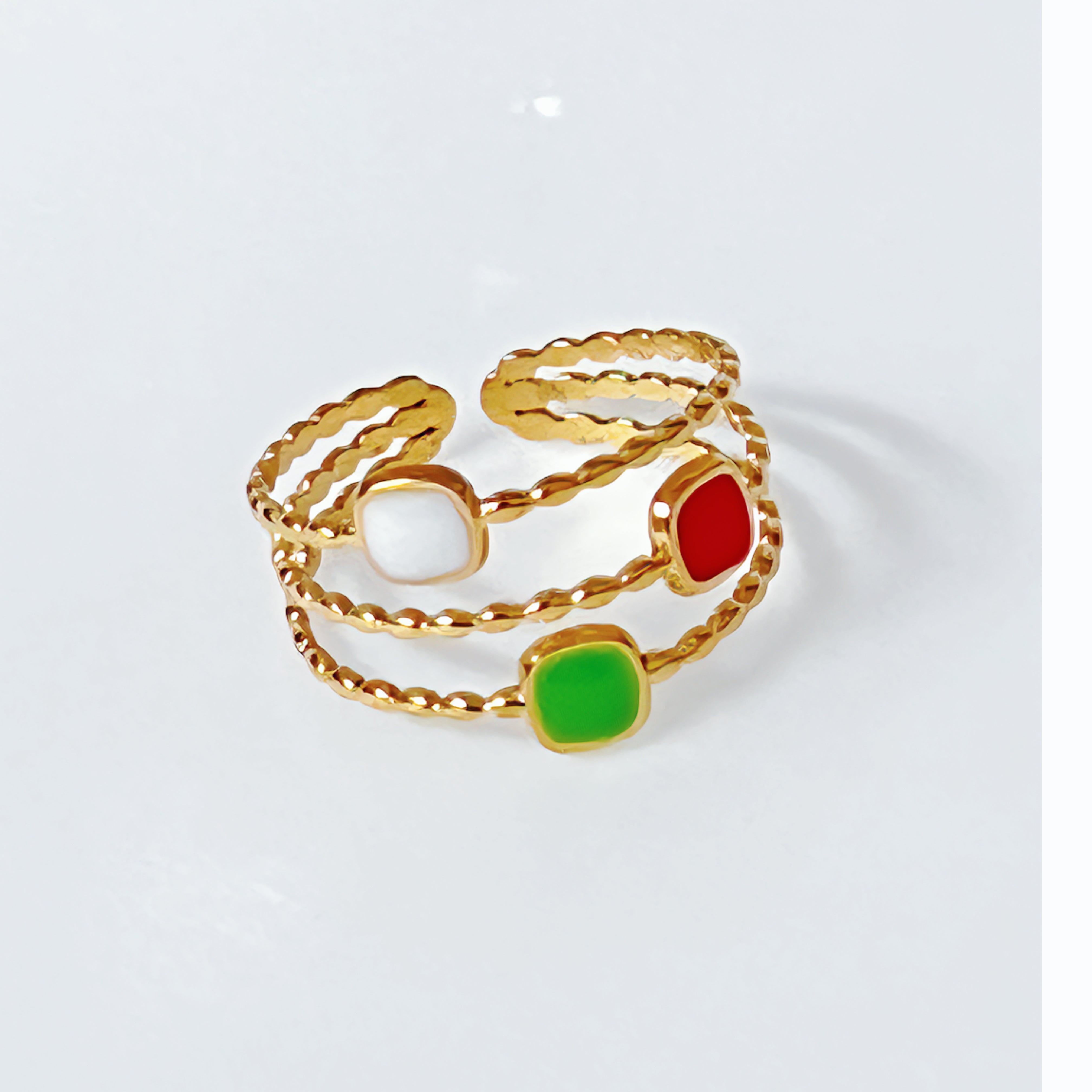 Vintage European Style Gold Multi-color Fashion Ring