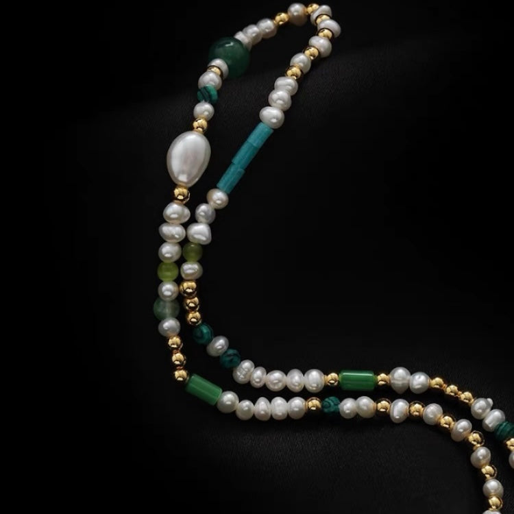 Natural Pearl Gemstone Gold Plated Necklace