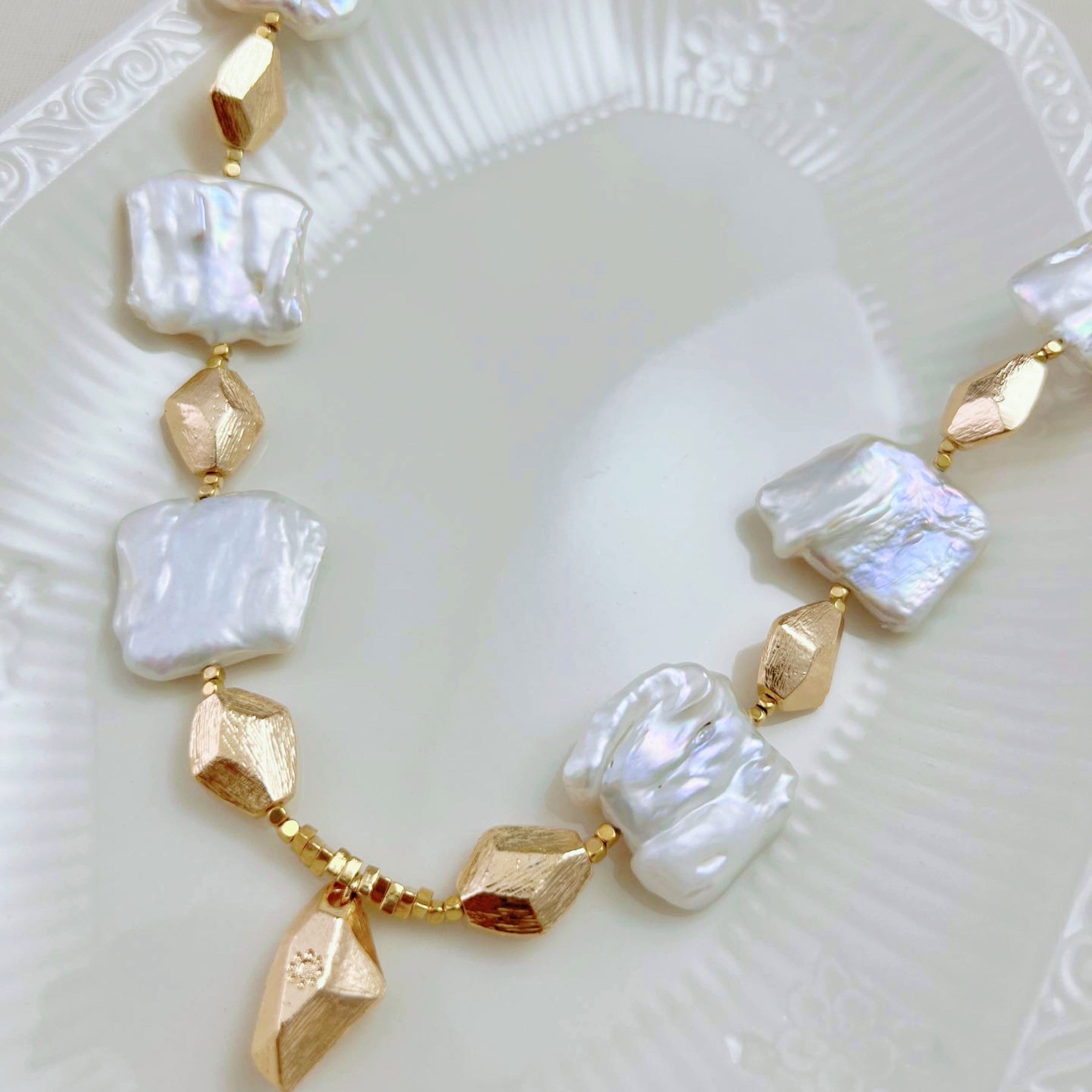 Vintage Baroque Pearl Gold Plated Necklace