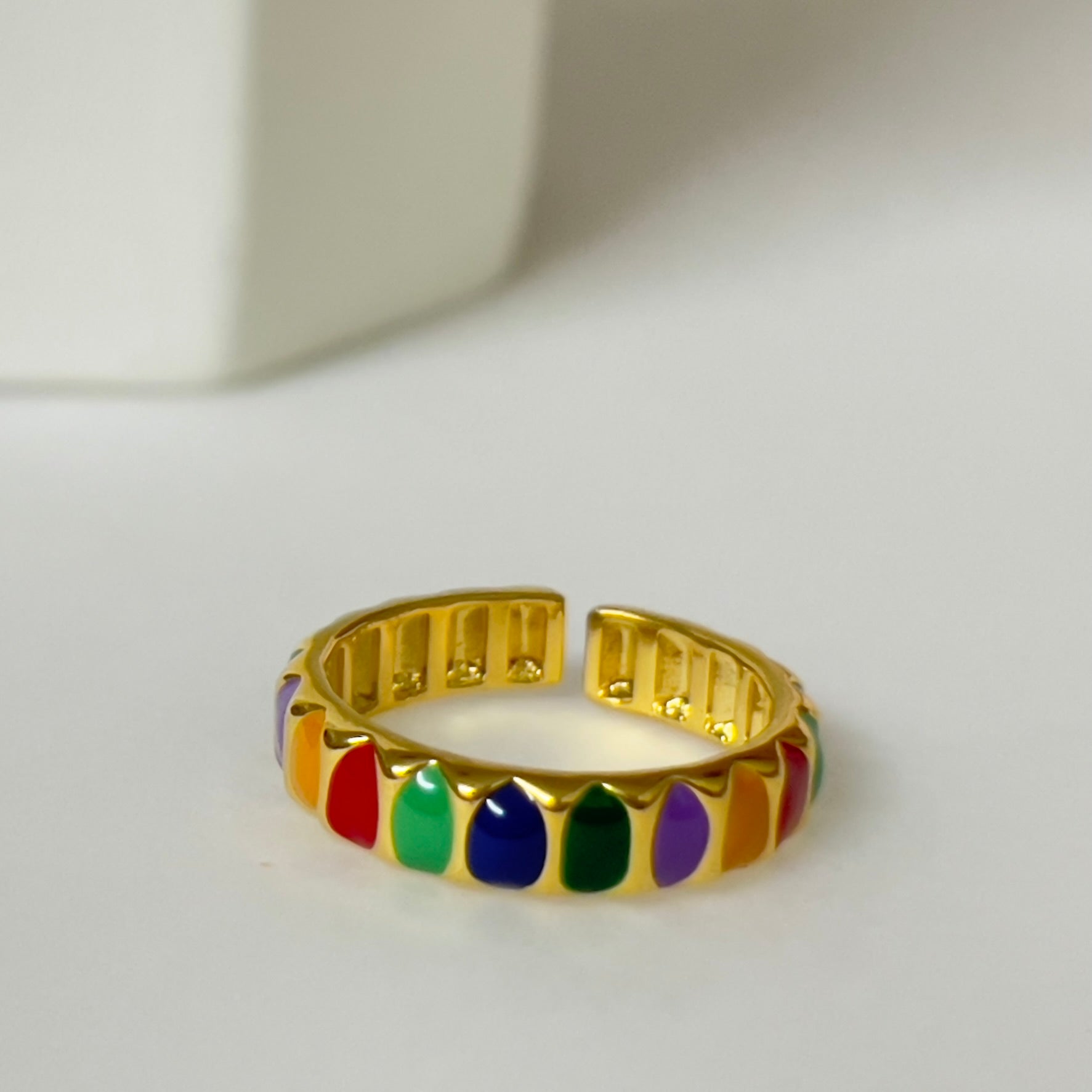 Rainbow Colorful Fashion Glazed Open Ring