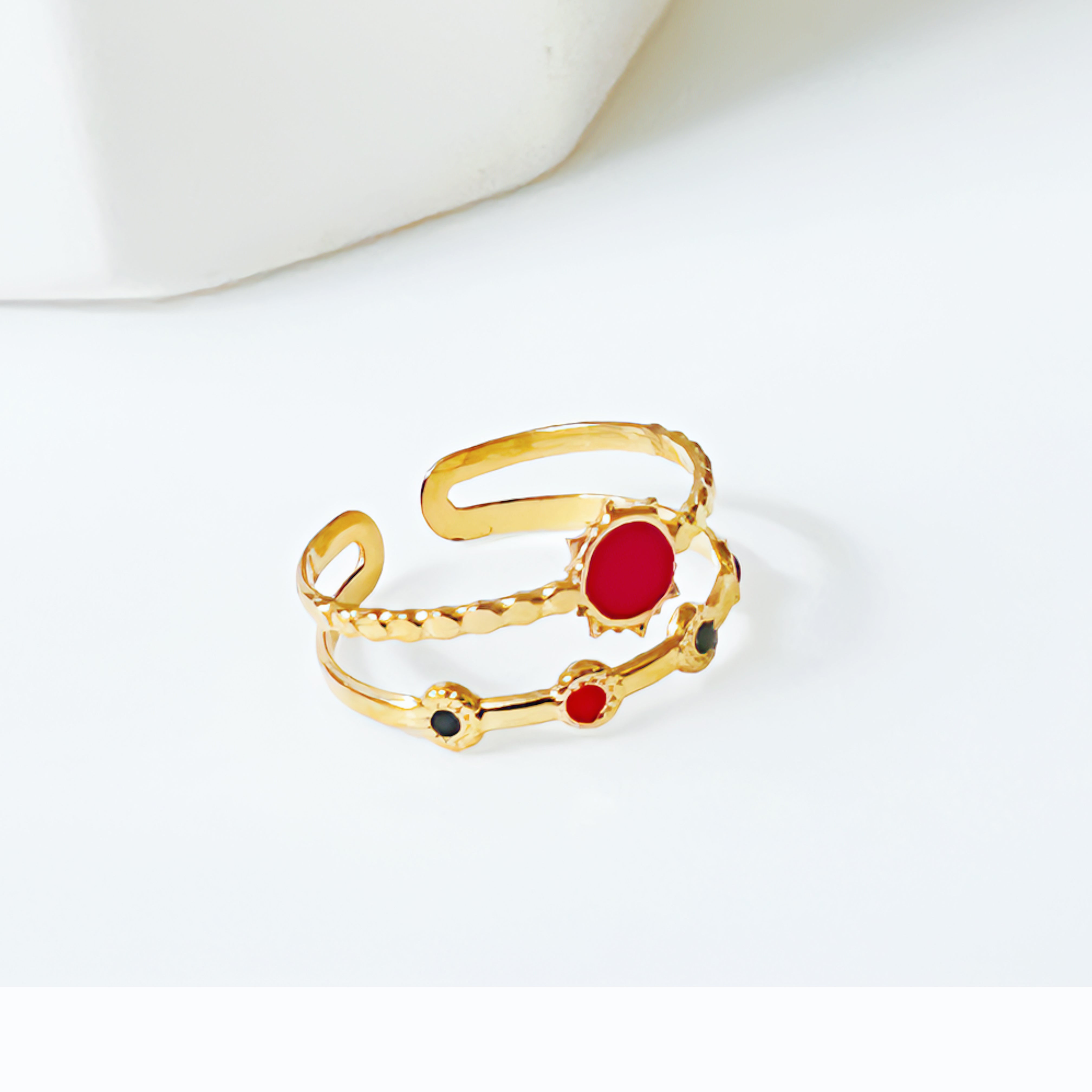 Vintage European Style Gold Multi-color Simple Layering Ring