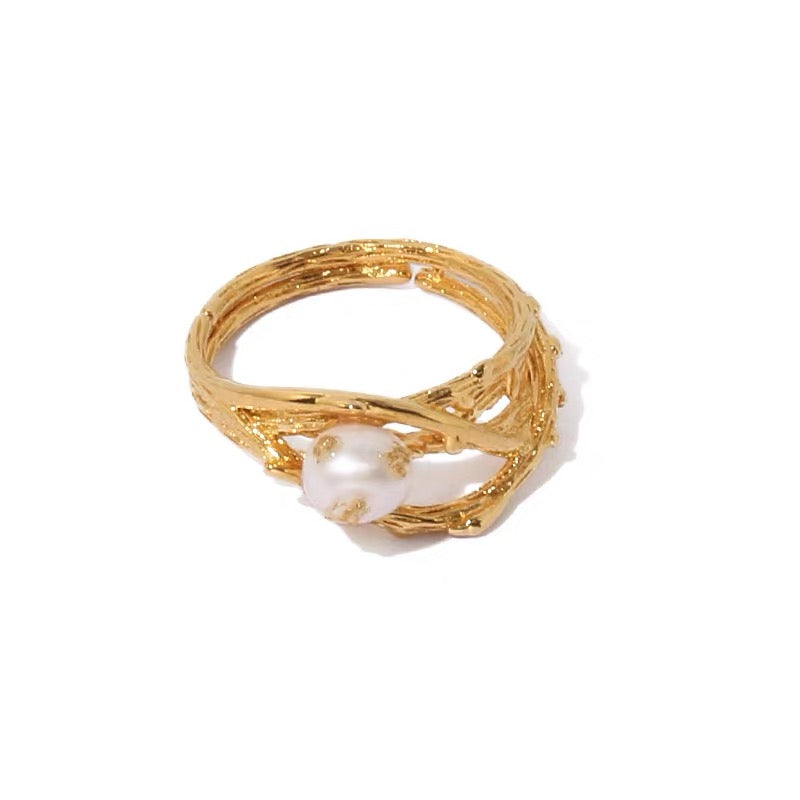 French Vintage Style Unique Layering Pearl Ring