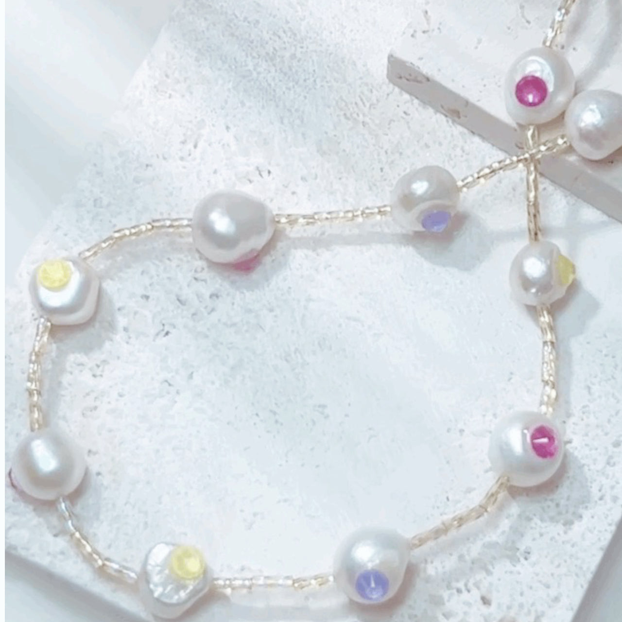 Baroque Pearl Mocha Crystal Colorful Necklace