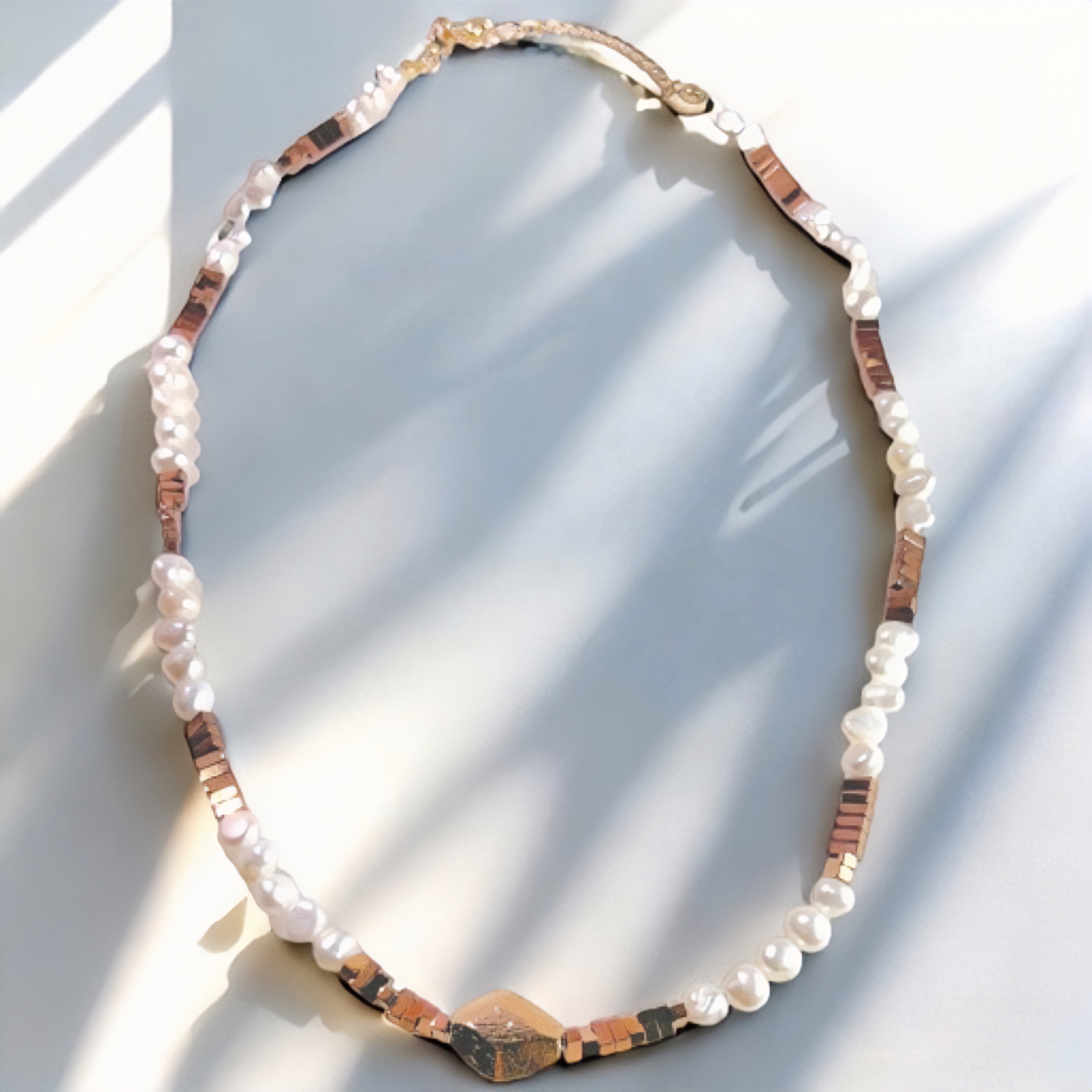 Vintage Freshwater Pearl Metal Necklace