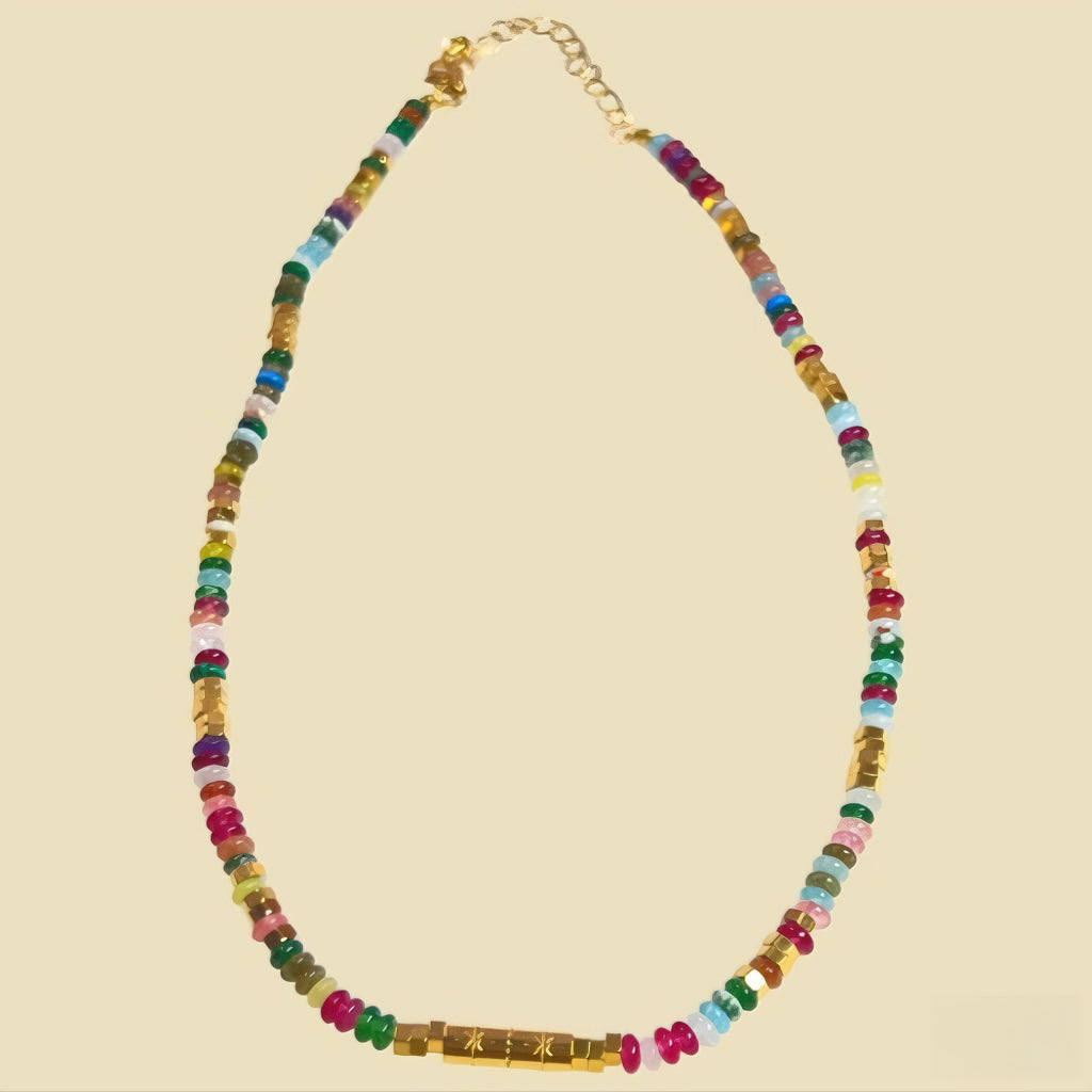 Bohemian Beads Mixed Gold Necklace