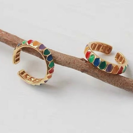 Rainbow Colorful Fashion Glazed Open Ring