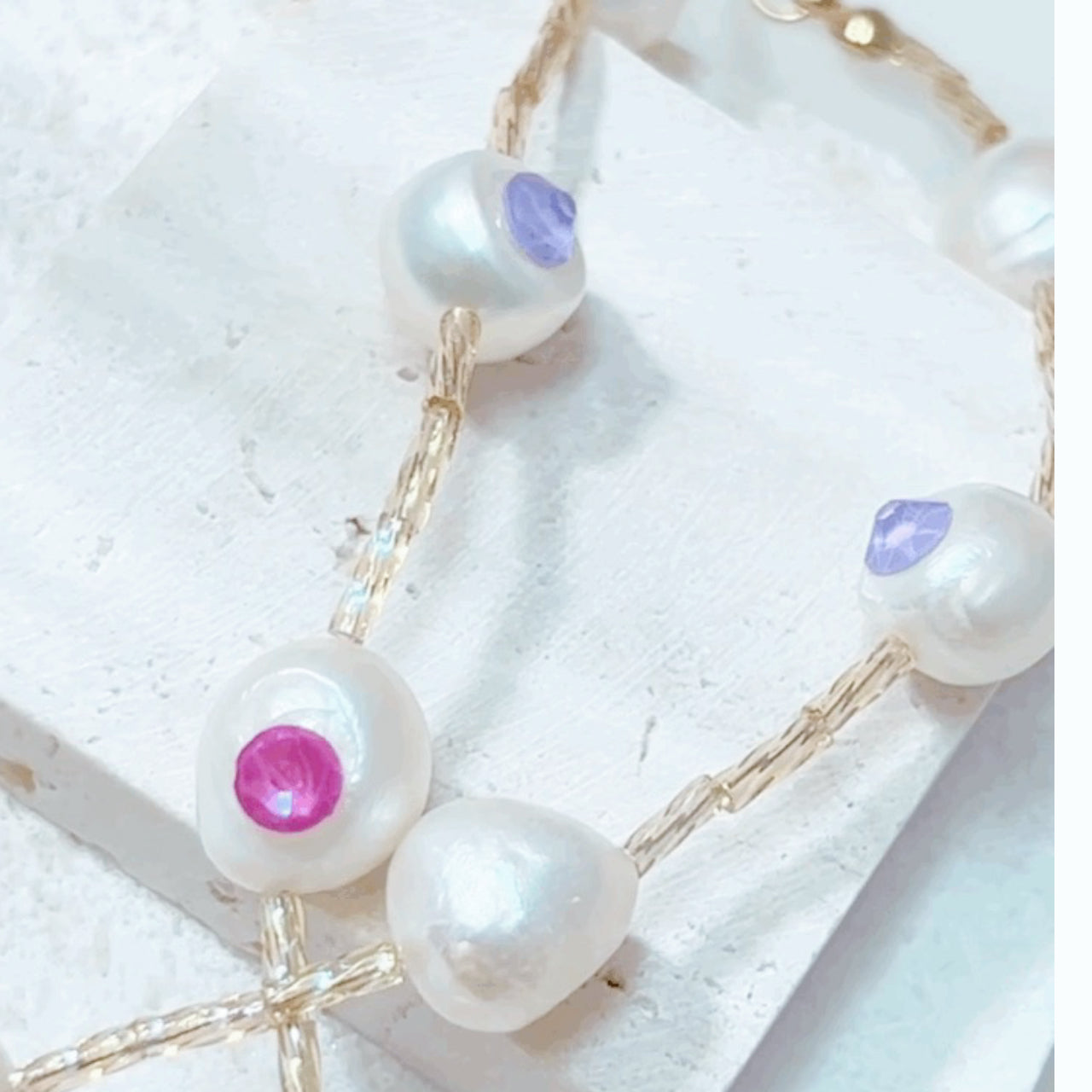 Baroque Pearl Mocha Crystal Colorful Necklace